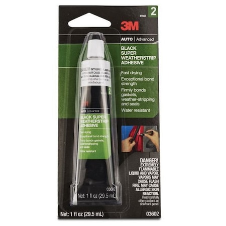 3M Black Super Weatherstrip Adhesive, 03602, 1 oz, Tube 7010309195